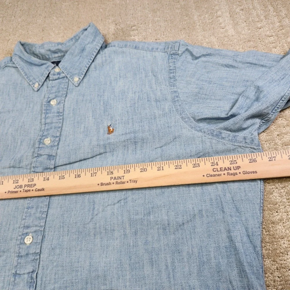 Vintage Polo Ralph Lauren Chambray Shirt Men XL Classic Fit Lightweight Denim - Picture 7 of 10